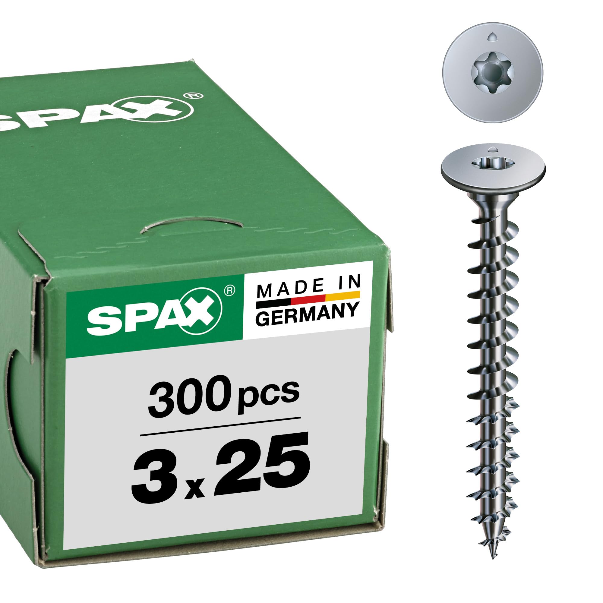 SPAX Rear Wall Screw without Lens 3.0 x 25 Torx 10 Wirox Silver Pack of 300