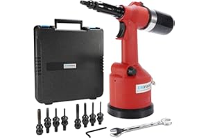 EROSHAK Industrial Hydraulic Pneumatic Riveter Automatic Air Rivet Nut Gun Tool Setting Kit Rivnut Riveting，with Metric & SAE Mandrels (8 Size)