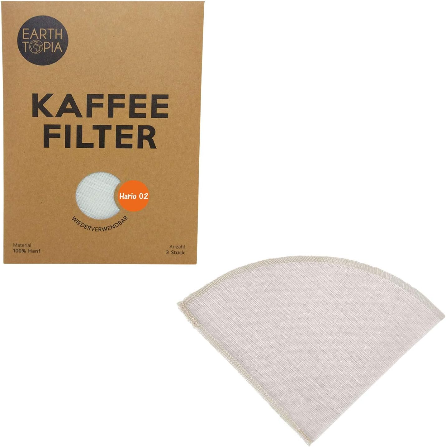 Earthtopia 3 Pack Reusable Cloth Coffee Filters 100 Hemp Eco