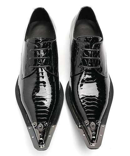 Steel Toe Dress Mens Pointed Toe Shoes Cheap Men's Snakeskin Print