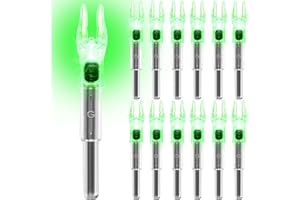 KEAUP 6/12 Pack G Lighted Nocks for Arrows with .165 .204 .233 .244 .246 Inside Diameter with X, H, S, GT Bushings High-Visibility LED Arrow Nocks, ON/Off Switch Included