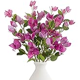 IPOPU 31" Bougainvillea Artificial Flowers 4Pcs Real Touch Bougainvillea Faux Flowers Artificial Branches for Home Decor Table Centerpiece Wall Decorations (Dark Purple)