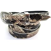 Western Hatband Black & White Genuine Python Snake Skin with 3 Pc Buckle Set