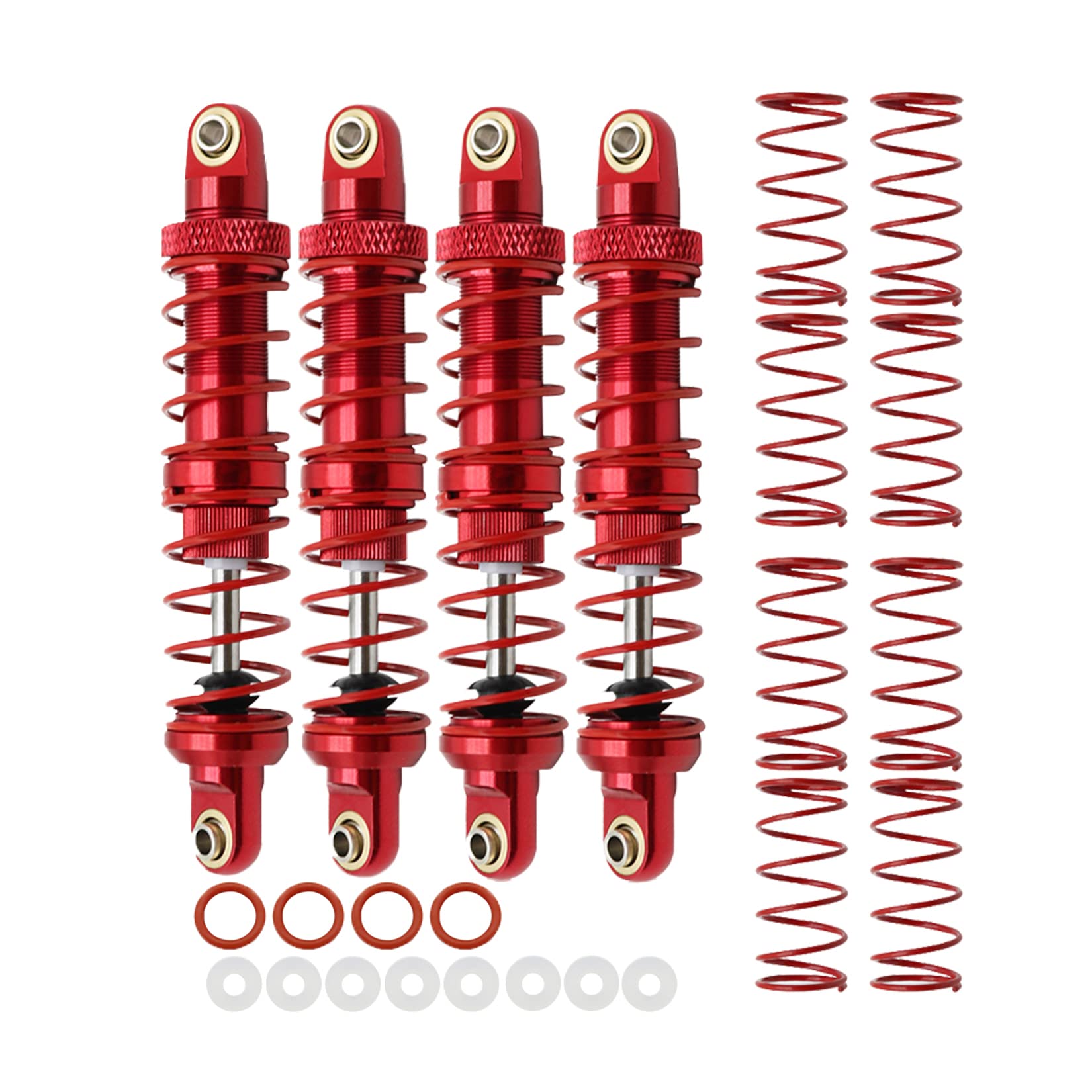 RXZIXYL 4-Pack Front Rear RC Shock Absorber 70mm 80mm 90mm 100mm 110mm 120mm Adjustable Assembled Spring Damper Axial SCX10 Oil Damper for 1/10 RC Crawler Car AXI03007 RBX10 D90 TRX4…