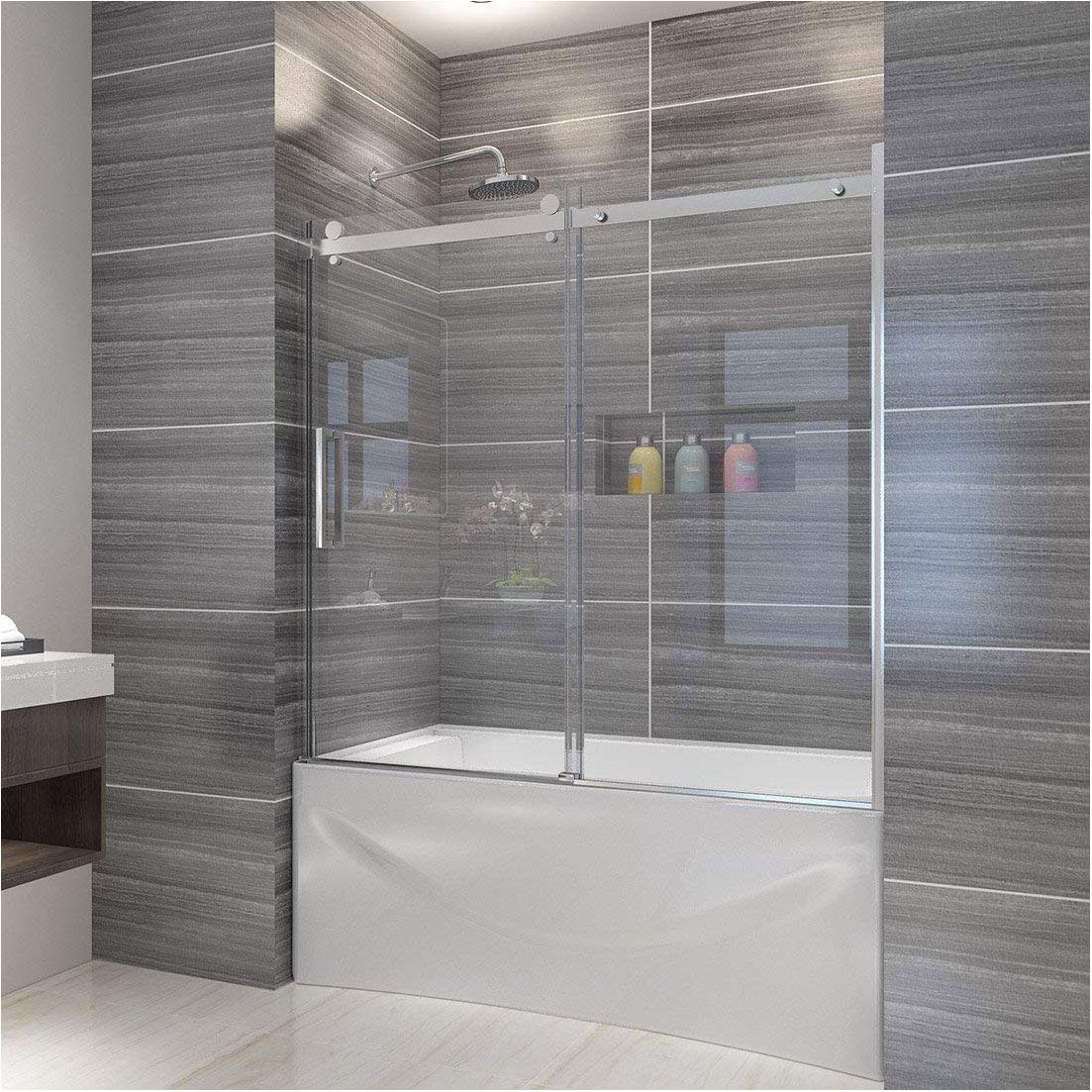 ELEGANT 60" W x 62" H Frameless Tub Door, 5/16" Clear ...