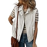 Dokotoo Womens Vests 2025 Fall Outerwear Button-Down Lapel Collar Elastic Hem Sleeveless Jacket Cargo Vest