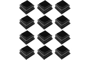 Bonsicoky 12 Pack 1-1/4" Square Plastic Plugs, Black Tubing End Caps Plugs Insert for Square Tube and Furniture Legs