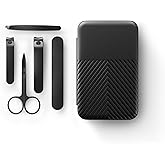 MANSCAPED&reg; Shears 3.0, 5-Piece Precision Men&rsquo;s Nail Grooming Travel Kit | Stainless Steel Manicure Set with Fingernail &amp; Toenail Clippers, Nail File, Slant Tip Tweezers, Cuticle Scissors, Travel Case