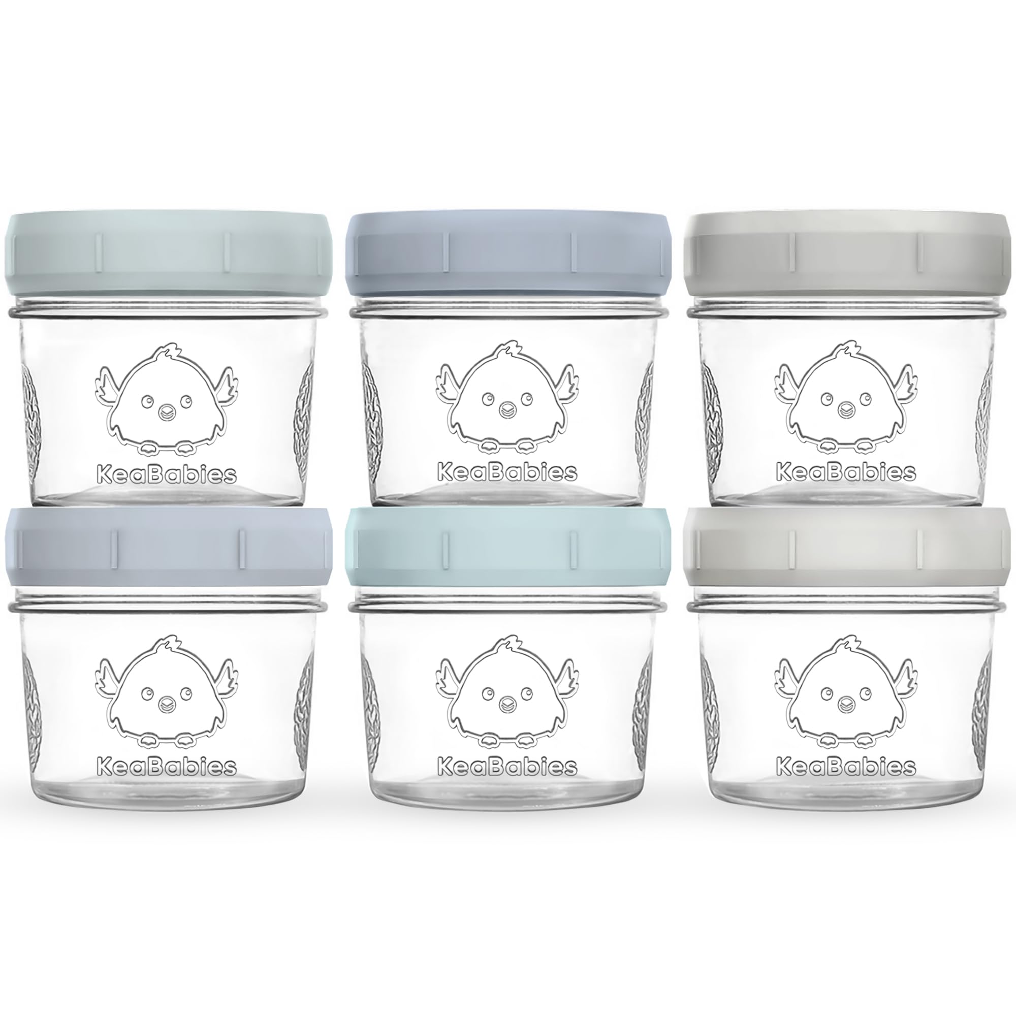Photo 1 of KeaBabies 6pk 4oz Glass Baby Food Containers with Lids - Leak-Proof, Microwavable Small Glass Jars, Baby Purees & Toddler Snack Storage Containers, BPA-Free, Dishwasher & Freezer Safe(Slate)