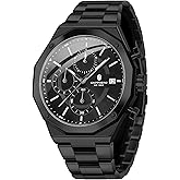 SAPPHERO Watches for Men Octagonal Stainless Steel Quartz Men's Watch 50 Meter Water Resistant Analog Movement Multifunction Dial Classic Men's Gifts