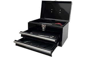 Workington Portable Metal Tool Chest with 2 Drawers, 14" 2-Drawer Tool Chest Cabinet with Ball Bearing Drawer Slides, Steel Tool Storage Box Organizer 4202 Black