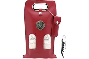 DIWNELEM Leather Wine Bag Leather Wine Gift Bags with Wine Opener Wine Tote Carrier Bag Champagne Beer Bottle Bags for Weddin