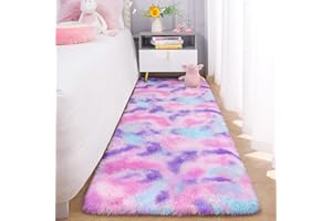 Chicrug Cute Fluffy Area Rug for Girls Bedroom, 2x6 Feet Fluffy Kids Rug for Room Decor, Shag Soft Dorm Playroom Rug, Bedside Rug for Baby Nursery Room, Hot Pink
