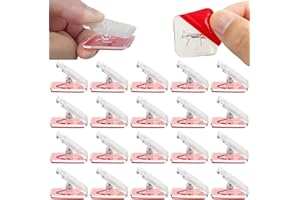 SAZOEMAO 20 Pieces Self Adhesive Clips, Wall Clips,Tapestry Hangers,Photo Holders for Paper Flag Hanger,Sticky Clip for Teachers,Double-Sided Adhesive Spring Clip for Poster Home Office Rope
