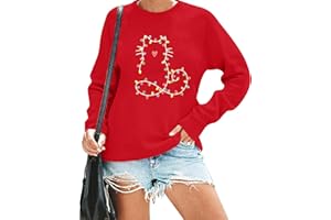 DUTUT Christmas Sweatshirts for Women Cute Cat Shirts Ugly Christmas Shirt Funny Xmas Long Sleeve Holiday Pullover Tops
