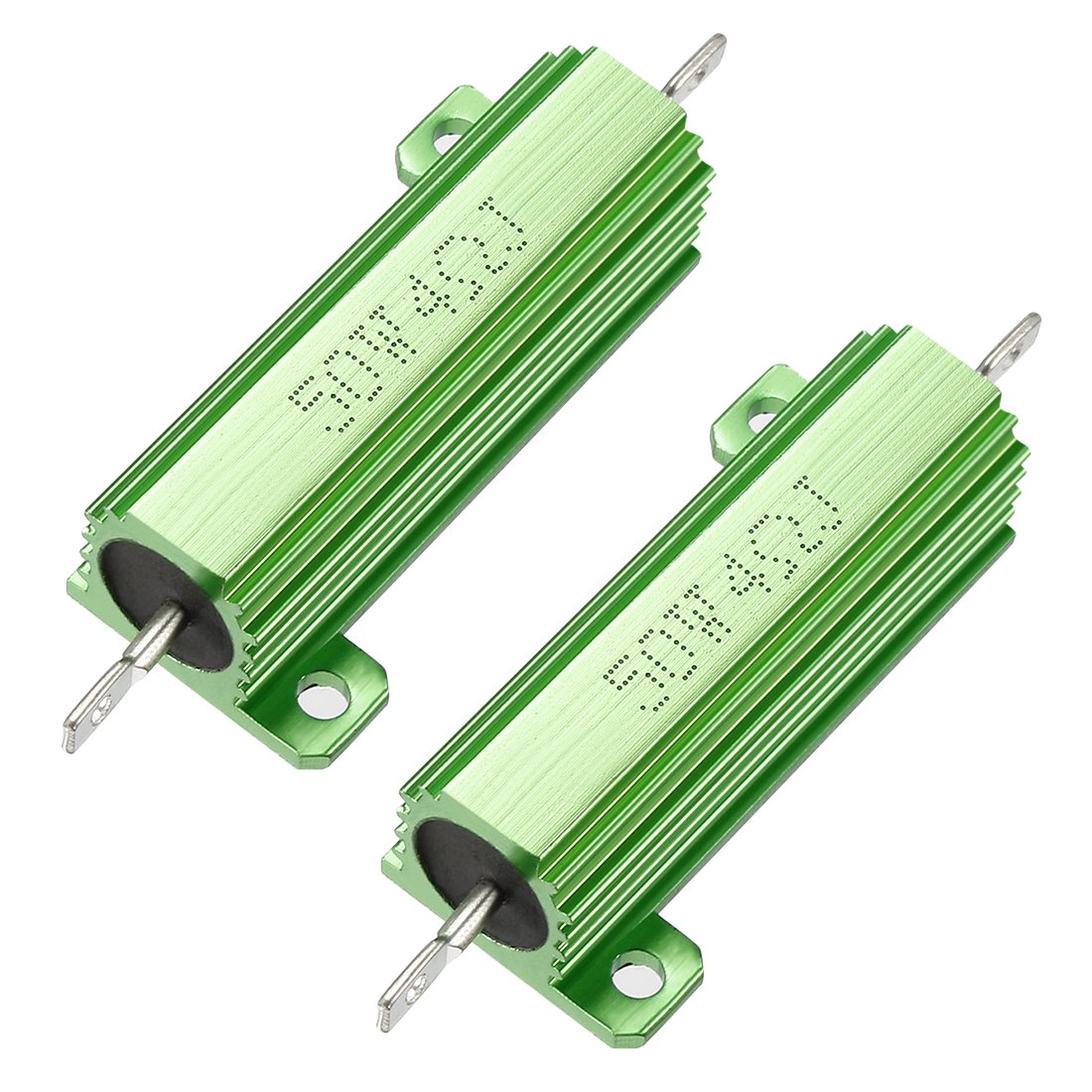 sourcingmap 50W 4 Ohm 5% Aluminum Housing Resistor Screw Tap Chassis Mounted Aluminum Case Wirewound Resistor Load Resistors Green 2 pcs