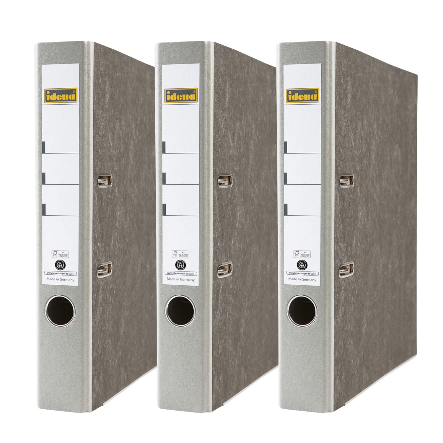 Idena 90086 Folder for DIN A4, 5 cm Narrow, Cloudy Marble, Grey, Pack of 3