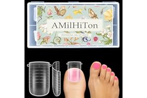 AMILHITON Straight Polygel Dual Clear Wide Toe Nail Forms for Poly Gel Extensions, Larger Flat Full Cover Molds for French Toenail, Press on Toenails for Women Extensions Home DIY Nail Salon 120PCS 12Sizes