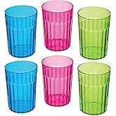 Arrow Home Products 10 oz Rainbow Plastic Tumblers, Set of 6 - Made in the USA, BPA Free - Break-Resistant Plastic Drinking Glasses for Indoor & Outdoor Use - Dishwasher Safe, Assorted Colors