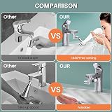 Cunbayi 1440° Rotatable Faucet Extender 2 Spray Mode Tap Aerator Silver view 2