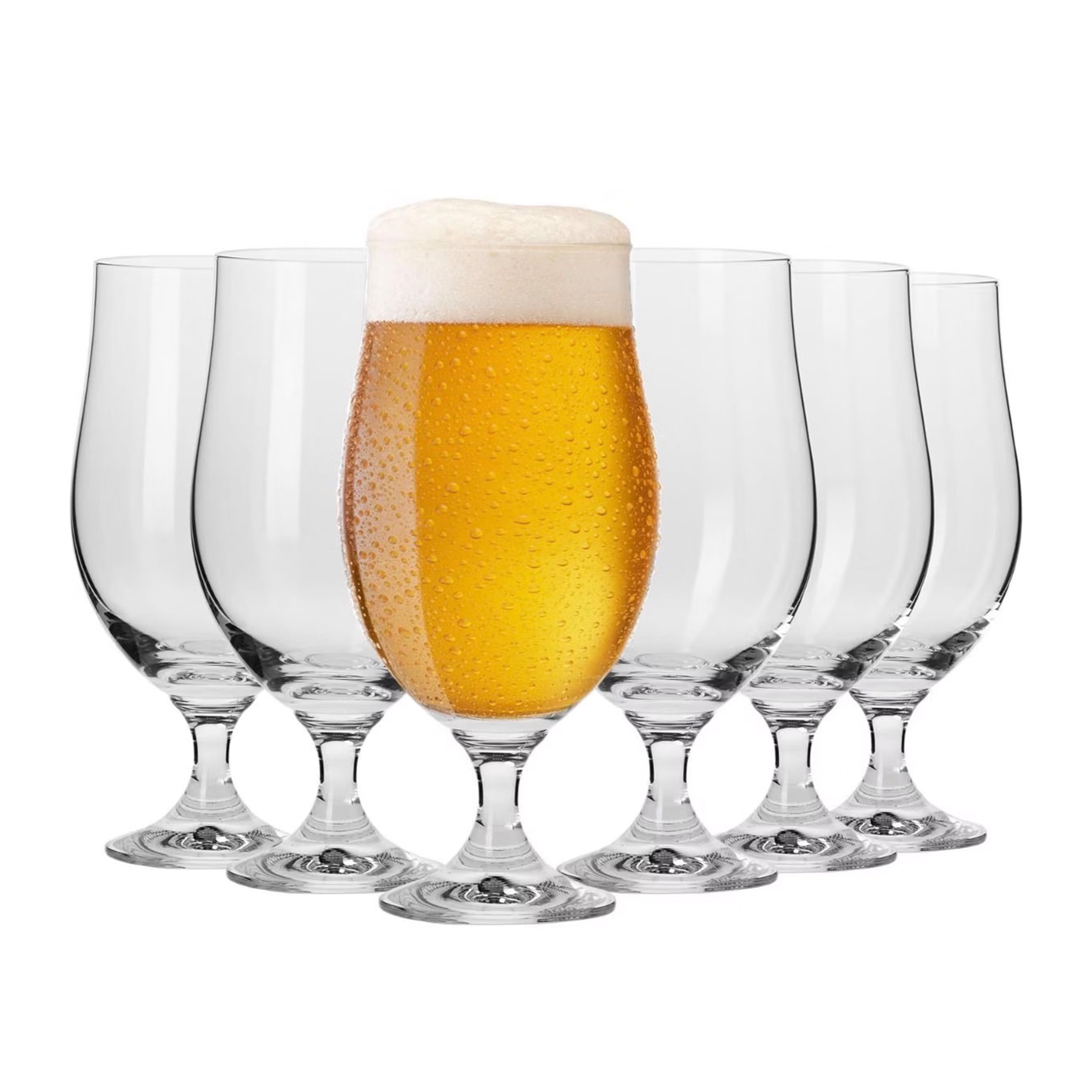 Photo 1 of Krosno Lager Beer Glasses | Set of 6 | 16.9 oz | Harmony Collection | Perfect for Home, Restaurants and Pubs | Dishwasher Safe | Lead-Free Crystal Glass