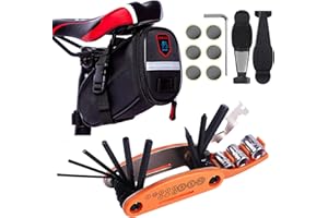 YBEKI 10-in-1 Bike Repair Kit with, 3-in-1 Tire Levers, Glueless Patches, Multifunctional Bone Wrench & Waterproof Saddle Bag | Compact Bicycle Multi-Tool Kit for Emergency Roadside Repairs