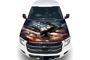 Tobethay American Car Hood Cover - 59x51 in Car Hood Cover Eagle Flag Bonnet Banner with 2 Adjustable Triangular Fasteners, Universal Fit for Trucks, SUV