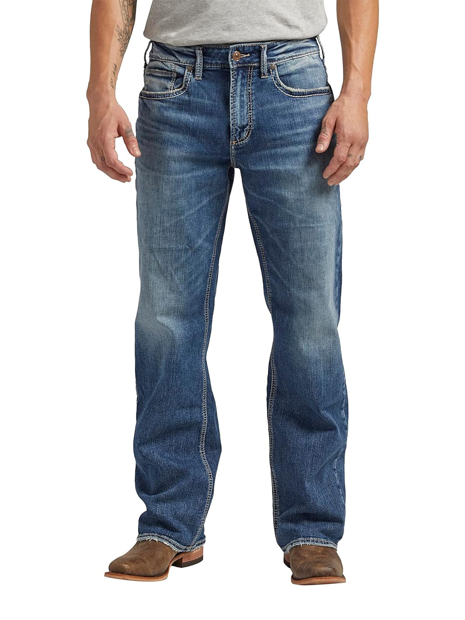 Silver Jeans Co. Men’s Zac Relaxed Fit Straight Leg Jeans, Dark Wash SCV309, 28W x 32L