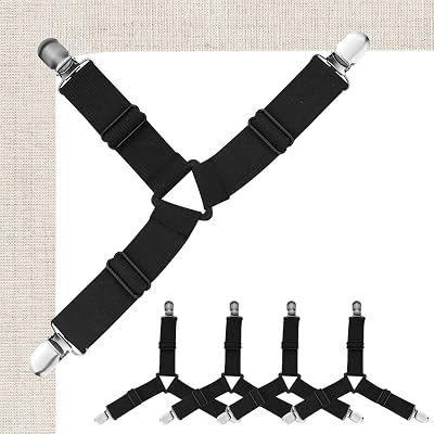 ZCYKJ Bed Sheet Holder Corner Straps 4 Pcs Adjustable Black Fasteners