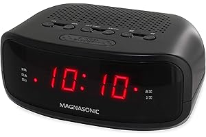 Magnasonic Digital AM/FM Clock Radio with Battery Backup, Dual Alarm, Sleep & Snooze Functions, Display Dimming Option (EAAC200)