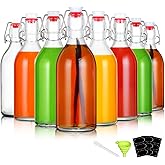 8 Pack Flip Top Glass Bottles 16oz Swing Top Bottle for Home Brewing,2nd Fermentation,Kombucha,Kefir,Vanilla Extract,Juice,Tea,Beverages,Soda,Oil,Vinegar,Limoncello,Beer Bottle with Airtight Lids
