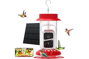 Soliom Humbirdy-The Original Hummingbird Feeder Camera with Ant Moat, Bee Proof, AI Identify Bird Species W/ 3W Solar Panel, Bird Watching Camera W/ 3 Feeding Ports, Gifts Ideas for Family