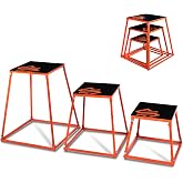SQUATZ 3 Pcs Plyometric Platform Box - Small, Medium, Large Sized Platform Boxes Covered with Anti-Skid Rubber for Home Gym Training, Comes with 3 Platform Boxes - Durable, &amp; Stable Frame, Black