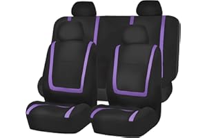 FH Group Car Seat Covers Full Set Cloth - Universal Fit Automotive Seat Covers, Low Back Front Seat Covers, Solid Back Seat Cover, Washable Car Seat Cover for SUV, Sedan and Van Purple