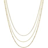 CONRAN KREMIX Waterproof Gold Plated Herringbone Chain Stack Necklaces for Women,Non Tarnish Thin Rope Chain Dainty Stainless Steel Layered Necklace Set for Women Gifts Jewelry