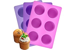 Amazing Abby - 11" x 7.5" Silicone Muffin Pan (Set of 3), 6-Cup Easy-Release Baking Mold for Homemade Muffins and Cupcakes, Heat-Resistant, Non-Stick, BPA-Free, Dishwasher-Safe, Purple Shades