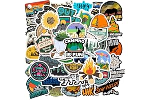 FNGEEN 100pcs Outdoor Camping Hiking Adventure Stickers, Wilderness Nature Travel Camper Stickers for Water Bottle Laptop Luggage Cup, Waterproof Summer Camp Stickers Decals for Adults Teens Girls Boys Kids