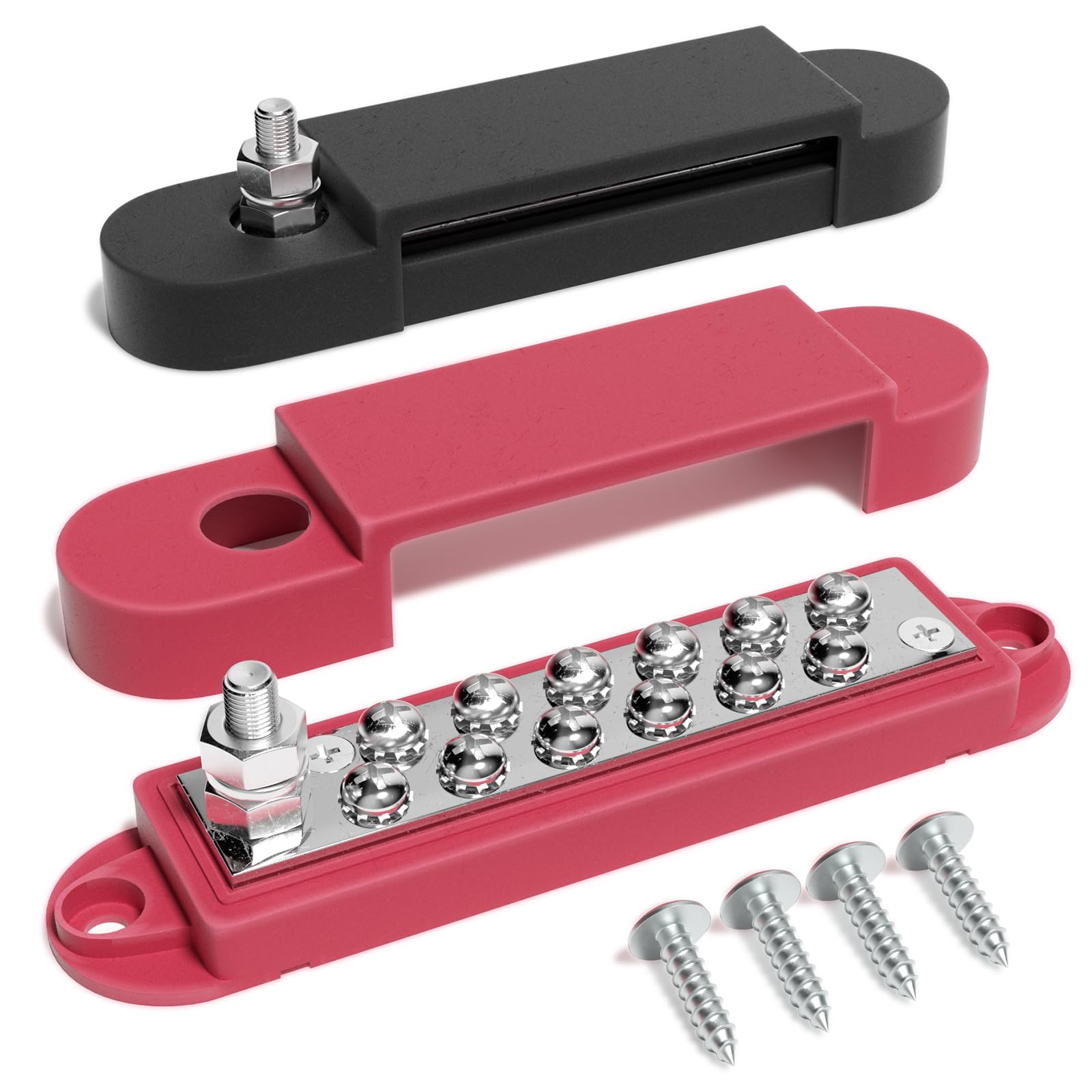 Photo 1 of Mofeez Bus Bar Power Distribution Block 48V 150A, 1 x 1/4 Posts, 12 x #8 Screws Terminals Marine Bus Bar for Marine, Automotive, and Solar Wiring