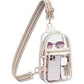 PACKISM Clear Sling Bag Stadium Approved - Clear Bag for Stadium Events & Holographic Bag for Music Festivals Jacquard Strap