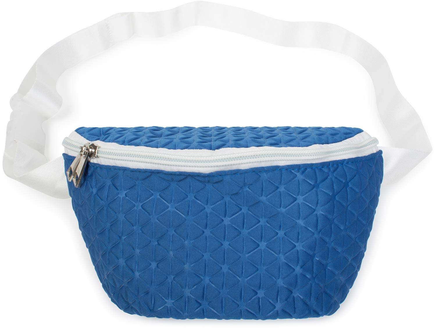 styleBREAKER Women bumbag with Embossed Look Geometric Pattern, Zip, Belt Bag, Hip Bag 02012253, Color:Blue