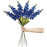 IPOPU Delphinium Artificial Flowers Snapdragon Flowers Royal Blue Flowers 6 PCS Artificial Antirrhinum Snapdragon 33.5 in Long Stem Flowers for Tall Vase Wedding Home Decor (Royal Blue)
