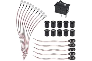 ATNSINC 26pcs/Set DC 12V LED Diodes 10mm LED Light Lamp Bulb Prewired Emitting Diodes with Holder, Battery Clip and Switch for DIY Home Decoration(White)