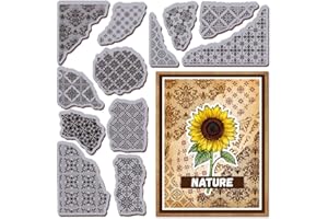 GLOBLELAND Vintage Tiles Texture Cling Rubber Stamp Mosaic Pattern EVA Cling Mount Stamps Pattern Corner Background Rubber Stamp Set for Card Making Photo Album Decor Decoration DIY Scrapbooking