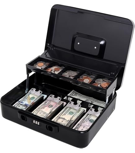 キャッシュボックス Amazon.com : KYODOLED Metal Cash Box with Combination Lock