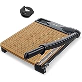 12 inch Wood Guillotine Paper Cutter, Heavy Duty Wood Base Paper Trimmer with 12-16 Sheets Capacity Paper Cutting Board for C