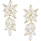 SWEETV Marquise Wedding Earrings for Brides, Bridal Bridesmaid Earrings for Wedding, Cubic Zirconia Dangle Drop Earrings for Women