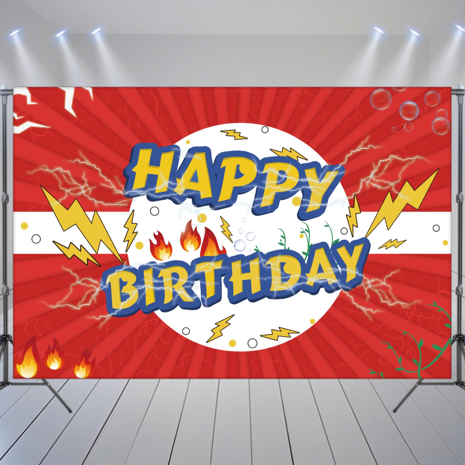 Photo 1 of Cartoon Red Birthday Decorations, Anime white Themed Birthday Party Banner for Boys and Girls Party Supplies