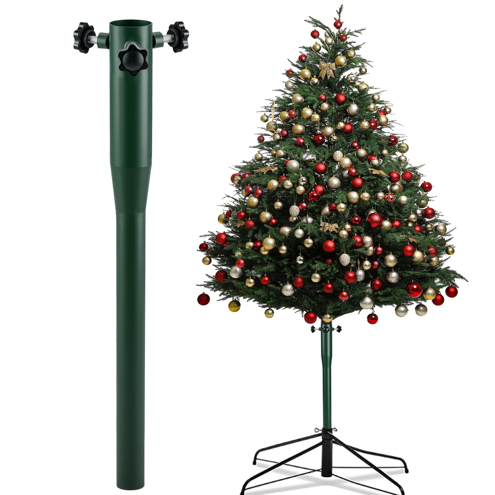 Photo 1 of 14.8" Christmas Tree Height Extender & 3 Fixing Screws,Fits 0.5-0.9" Poles for 3-6ft Artificial Trees,Christmas Tree Upright Extension Stand,Heavy Duty Metal Riser for Taller&Stable Holiday Trees