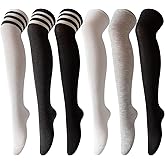 Candsliky 6 Pairs Women's Thigh High Socks - Over Knee Warm Stockings for Boots, Cosplay, Daily Wear | Leg Warmers
