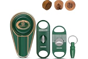 Cigarmoon Cigar Cutter Set with Ashtray, Cigar V Cutter, Cigar Straight Cutter and Cigar Punch, Portable Cigar Accessories Ki
